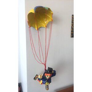 Vintage 1973 Paper Mache Large Clown Parachute With The Peace Sign Tlaquepaque